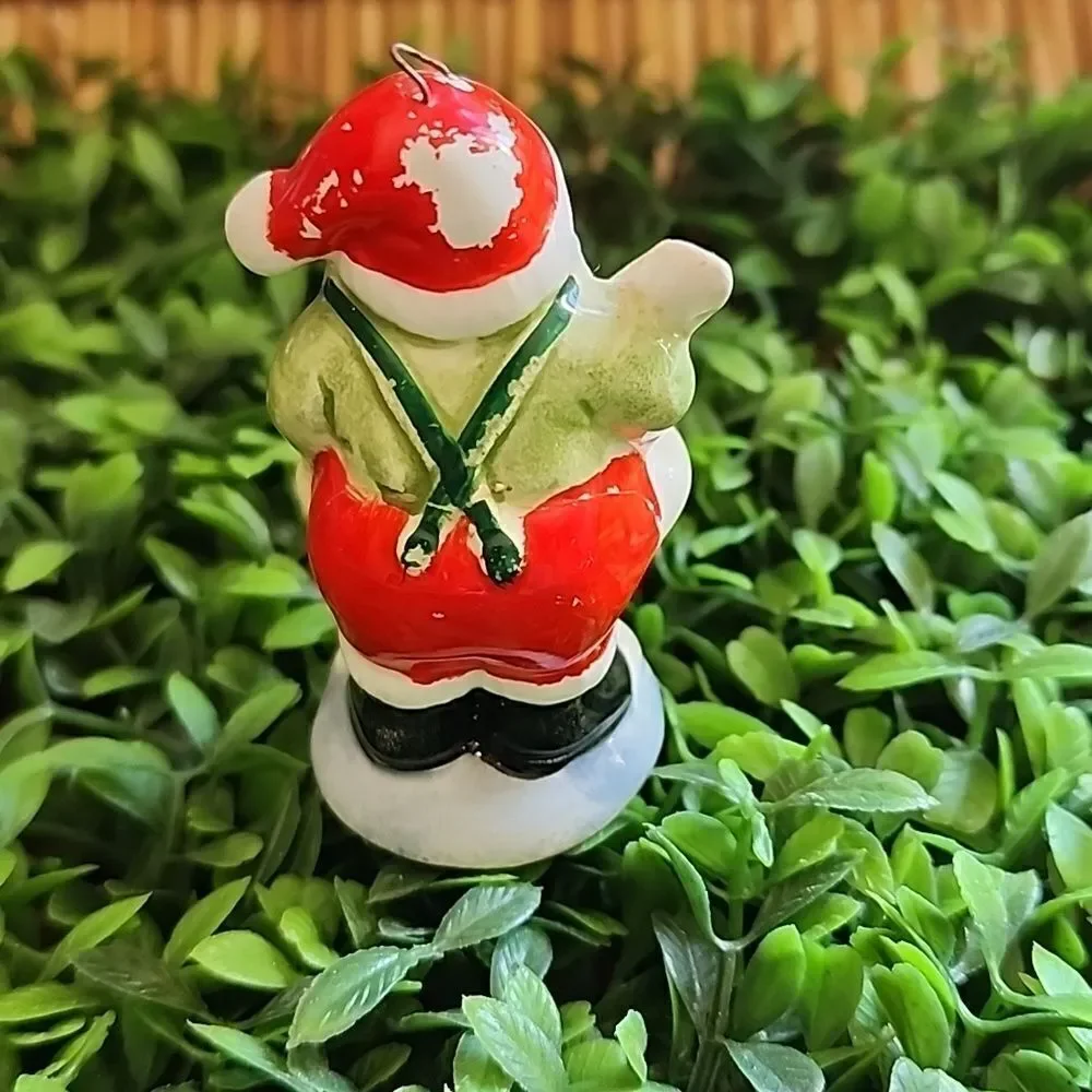 Vintage Chippy Paint Santa Ornament Japan Checking His List